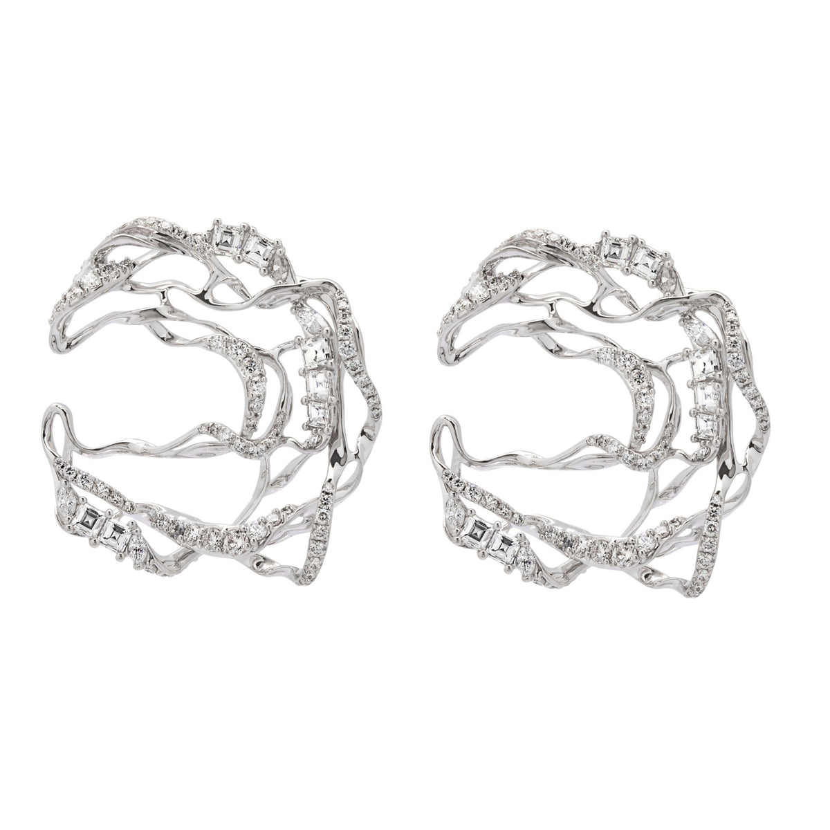 Diamonds Smoulder Ear Hangers in White Gold