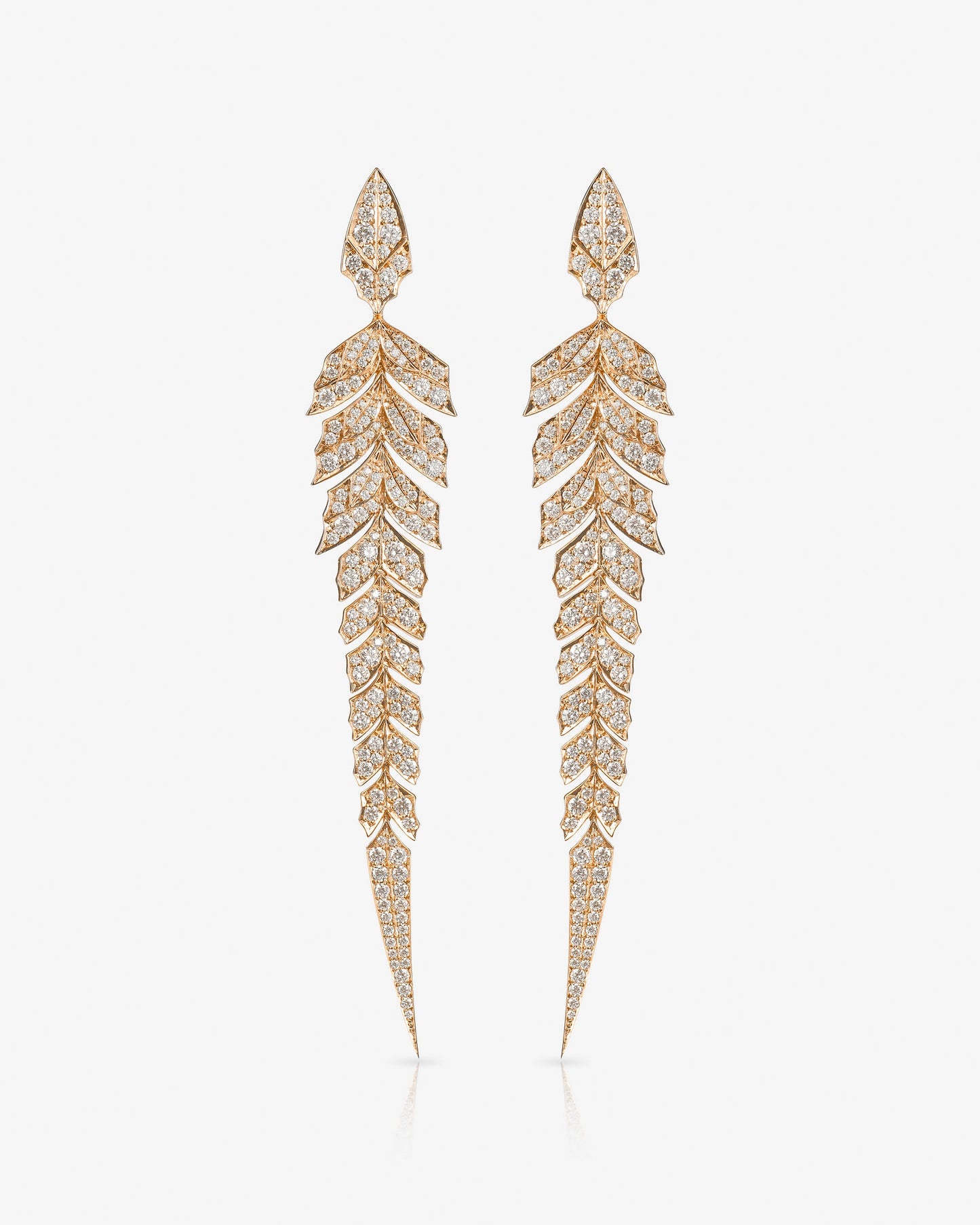 Magnipheasant Tail Feather Long Drop Earrings