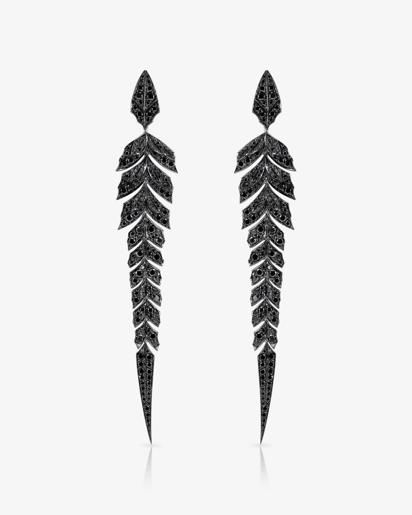 Magnipheasant Tail Feather Long Drop Earrings