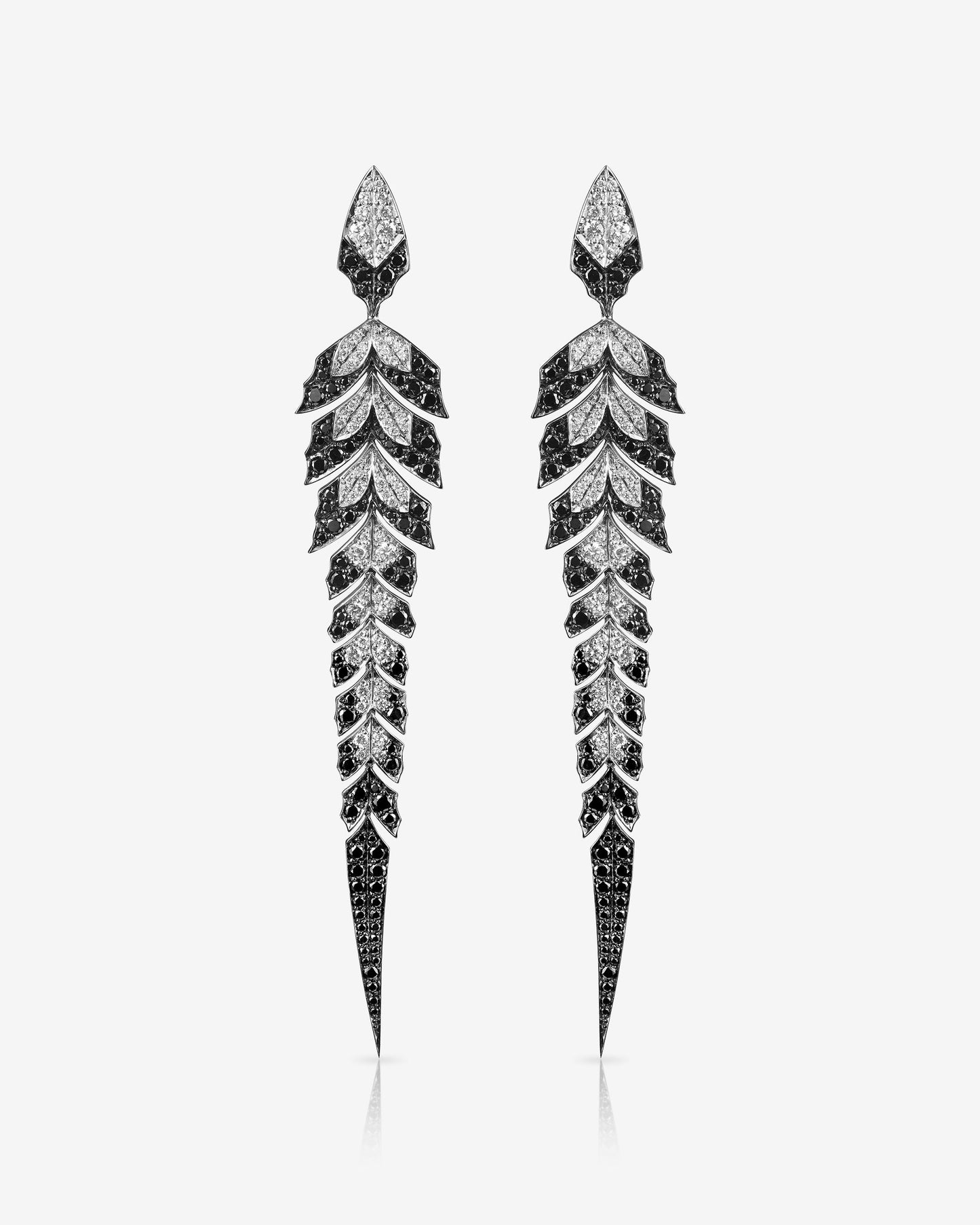 Magnipheasant Tail Feather Long Drop Earrings