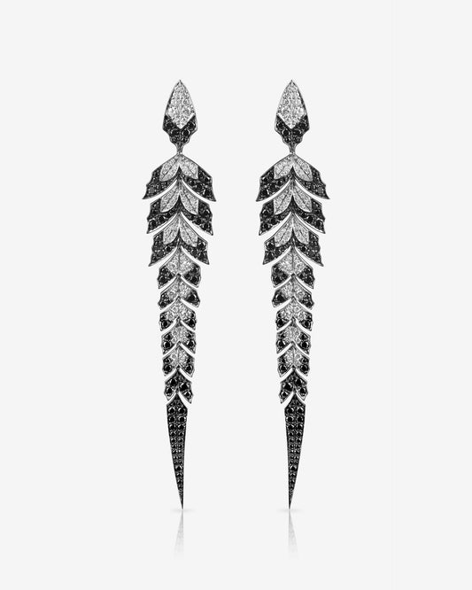 Magnipheasant Tail Feather Long Drop Earrings