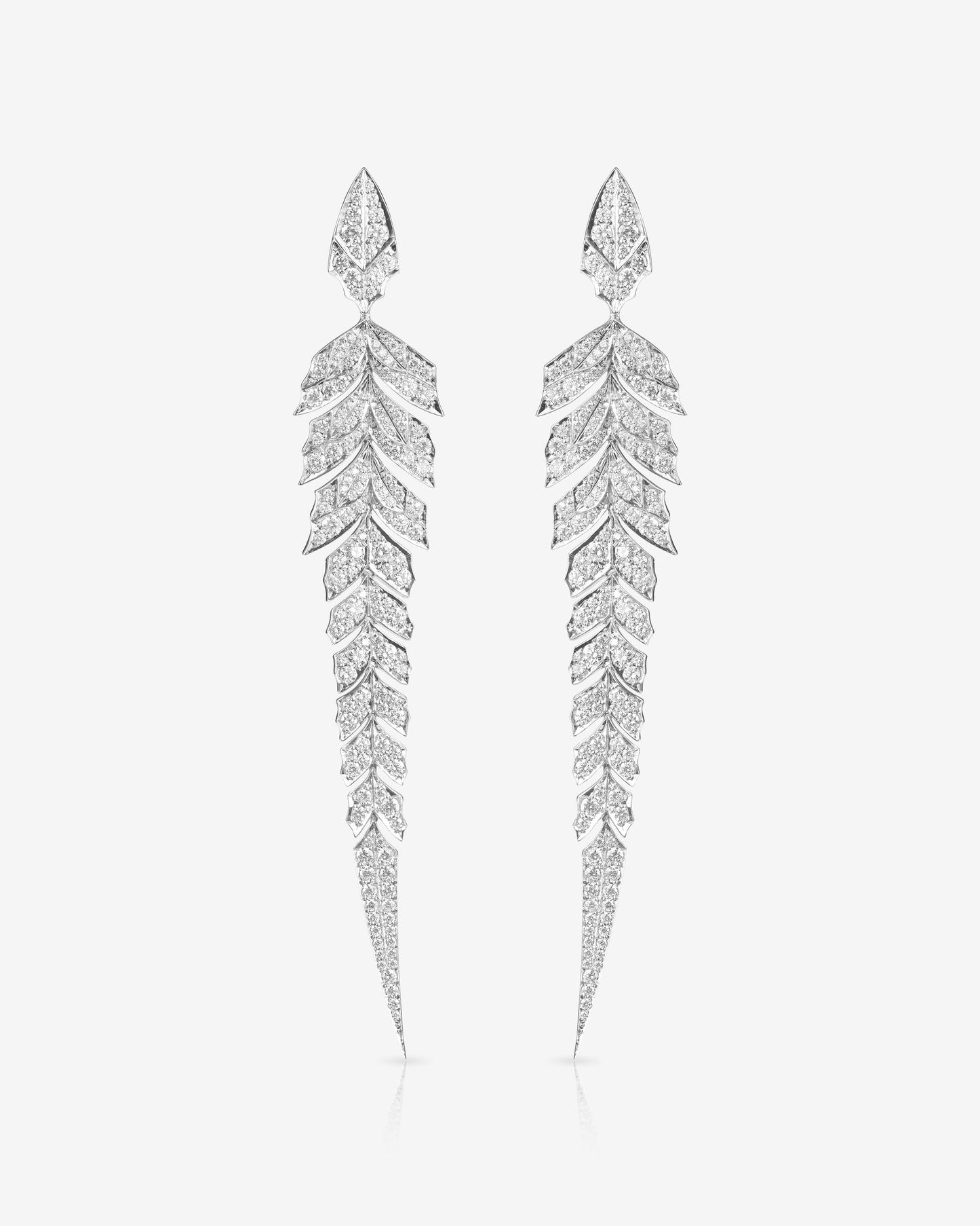 Magnipheasant Tail Feather Long Drop Earrings