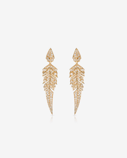 Magnipheasant Tail Feather Drop Earrings