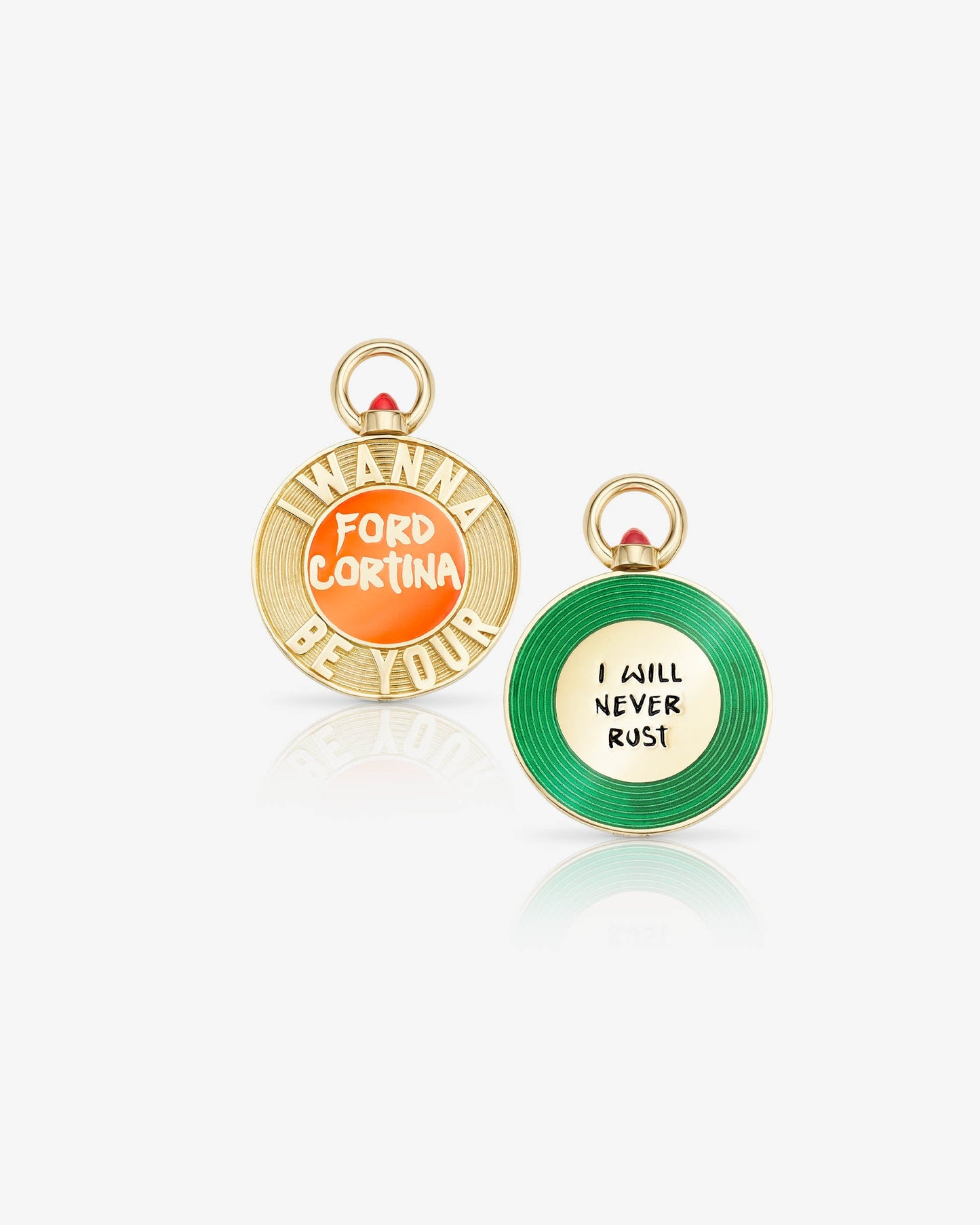 'I Wanna Be Your Ford Cortina' Gold Vinyl Pendant