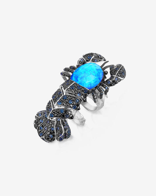 No Regrets Jewels Verne Lobster Crystal Haze Long Finger Ring