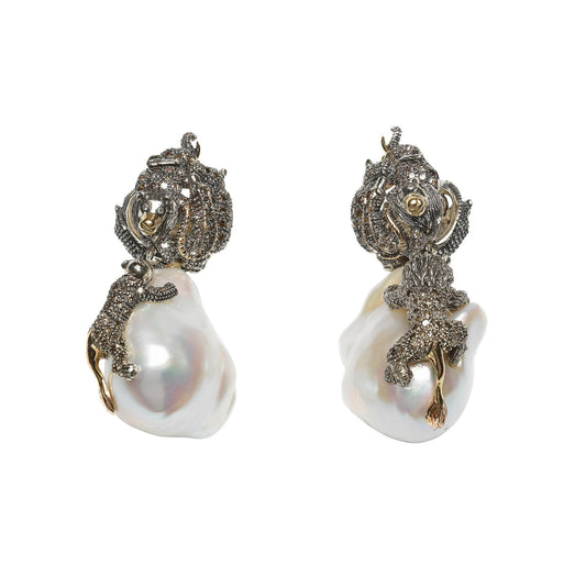 Animal Earrings Baroque Pearls