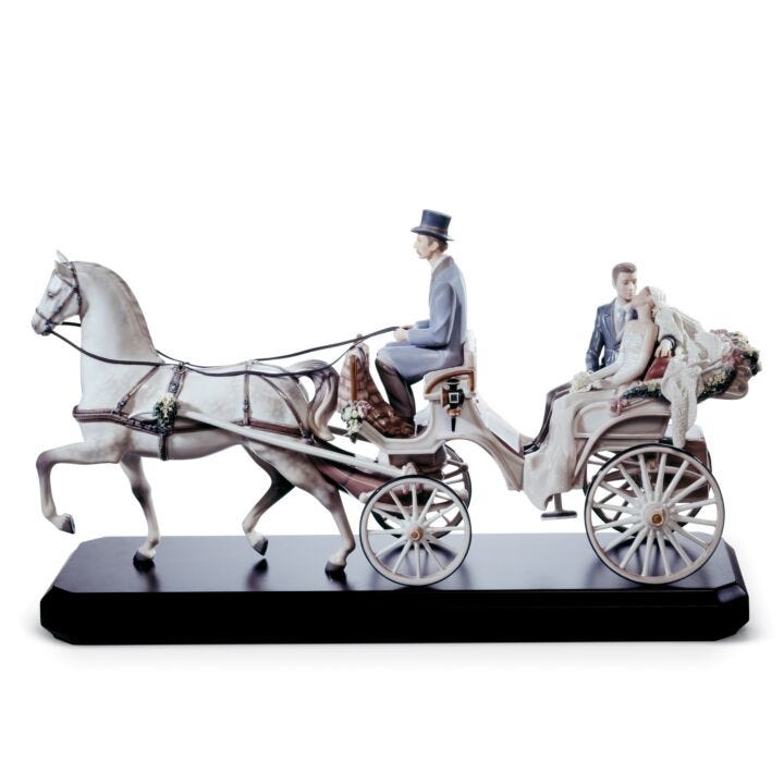 Bridal Carriage Couple Sculpture