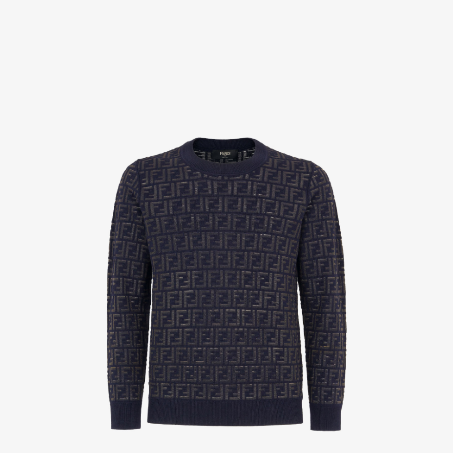 Blue Wool And FF Nylon Jumper