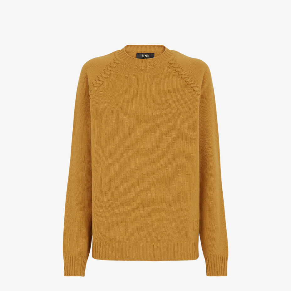 Ochre Cashmere And Wool Pullover