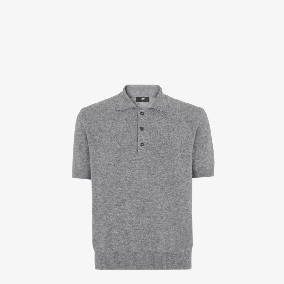 Grey Wool Polo Shirt