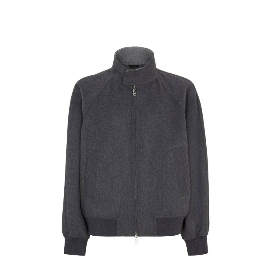 Grey Cashmere Bomber Jacket