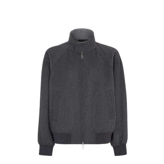 Grey Cashmere Bomber Jacket