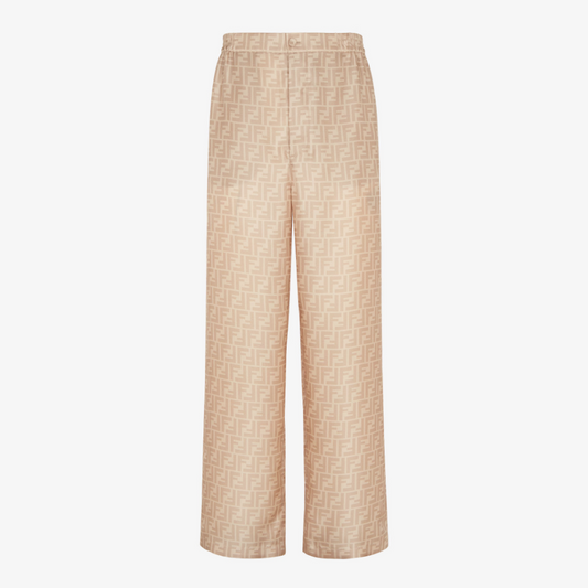 Beige FF Silk Trousers