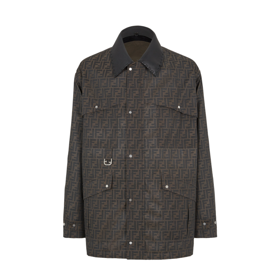 Brown Waxed FF Jacquard Blouson