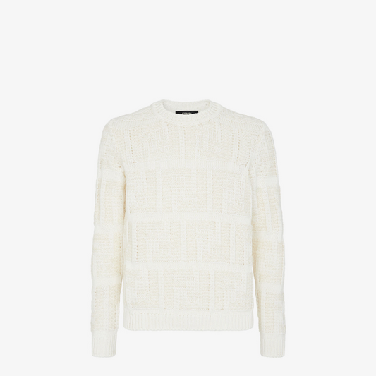 White FF Cotton And Linen Jumper