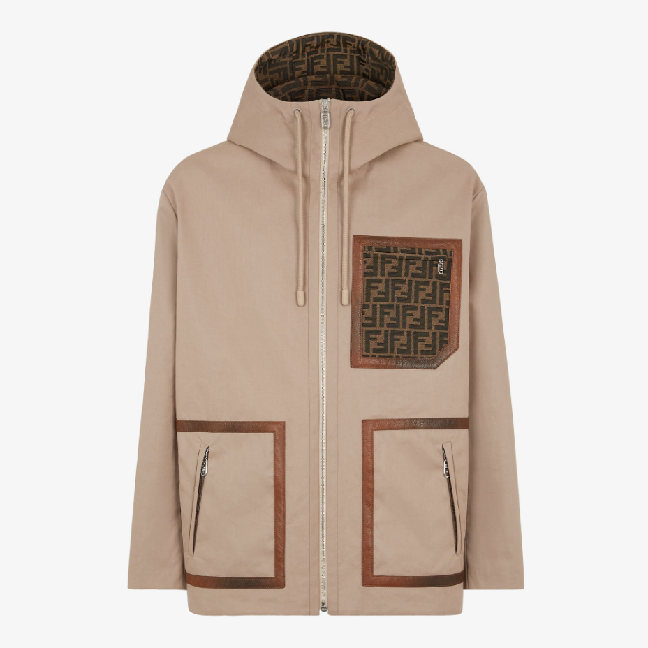 Beige Fabric Parka