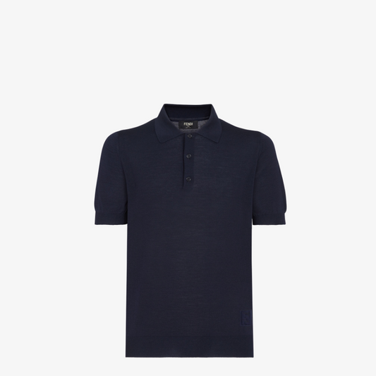 Blue Wool Polo Shirt