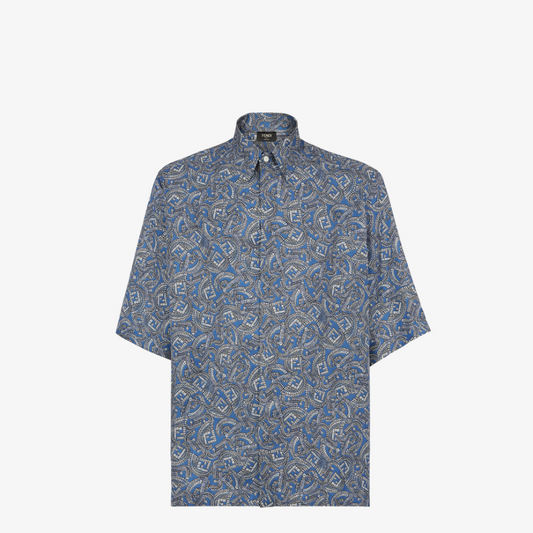 Blue Fendi Jewels Silk Shirt