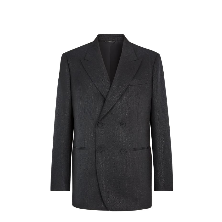 Black Wool And Lurex Gabardine Blazer