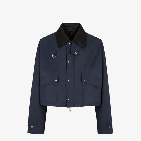 Blue Waxed Cotton Blouson