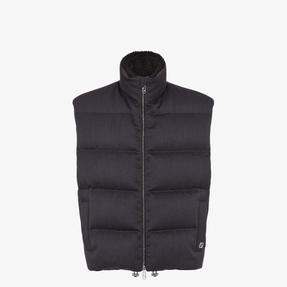 Black Wool Twill Gilet