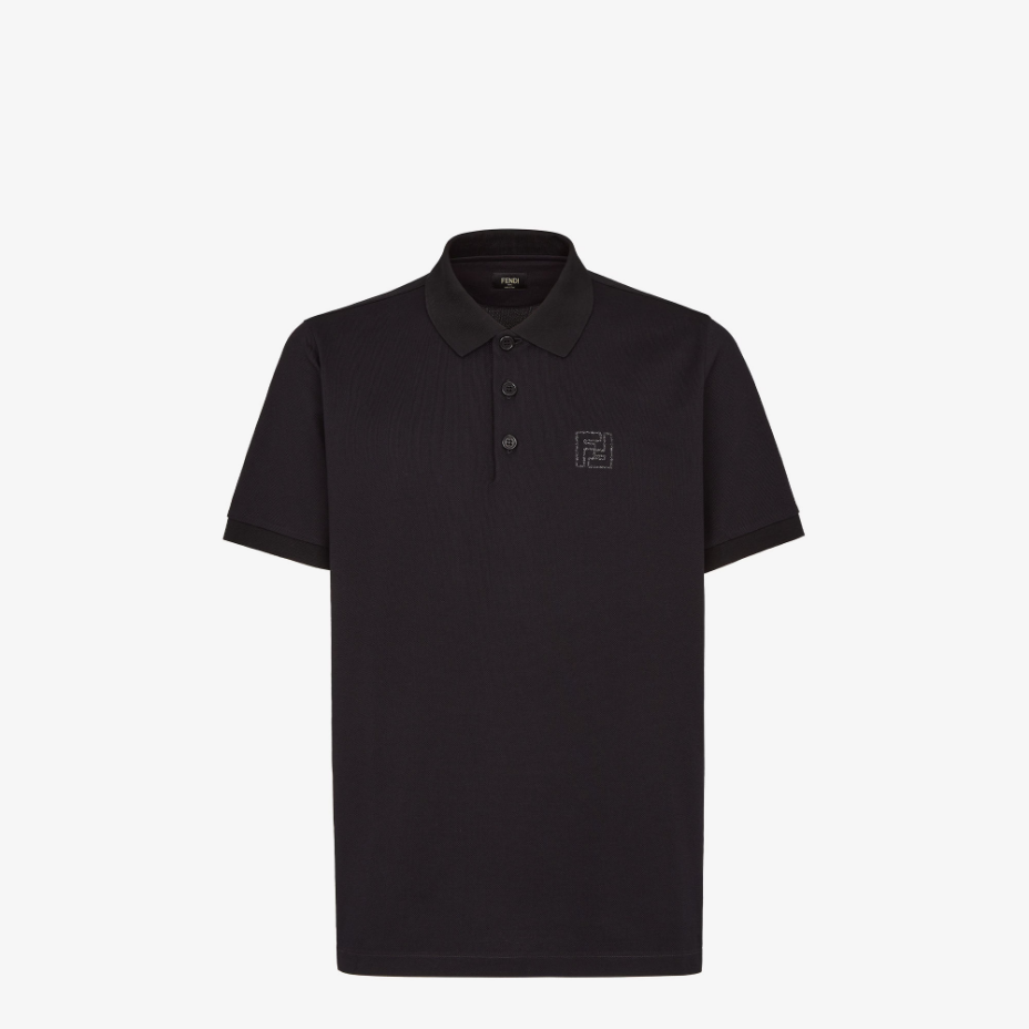 Black Cotton Polo Shirt