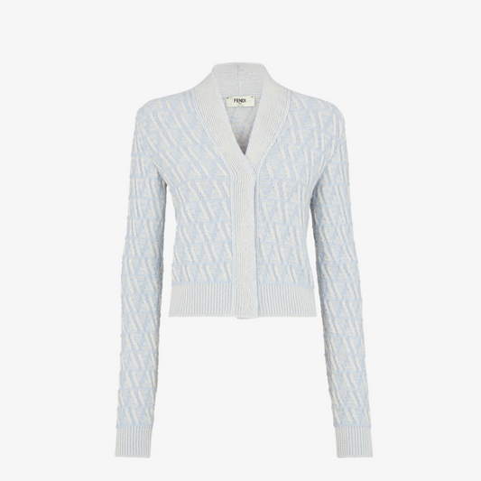 Light Blue FF Cashmere And Wool Cardigan