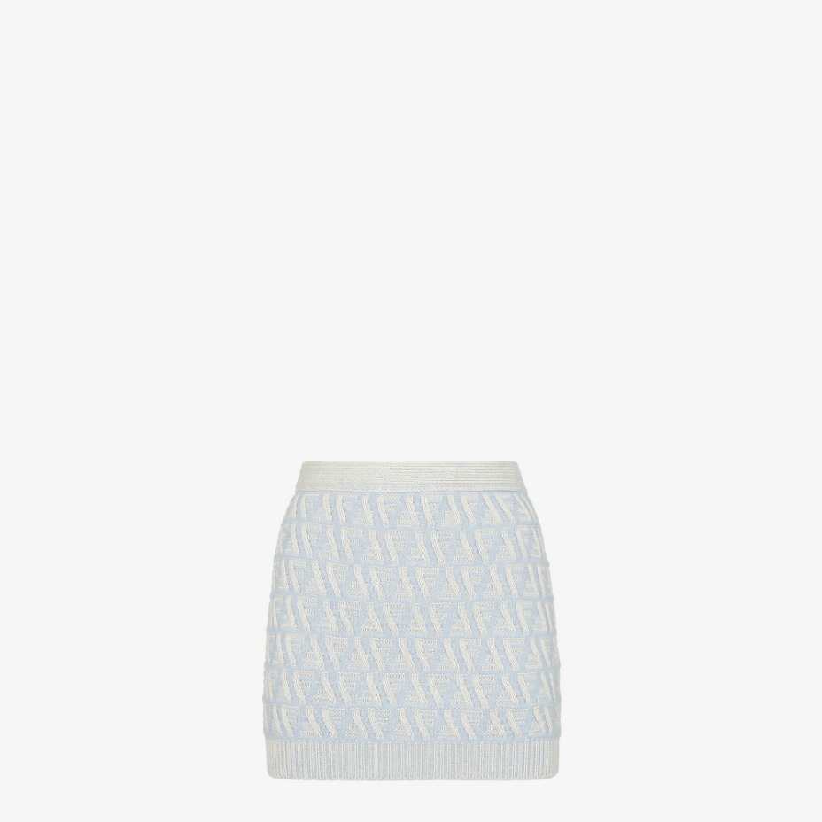 Light Blue FF Cashmere And Wool Mini Skirt