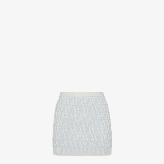 Light Blue FF Cashmere And Wool Mini Skirt