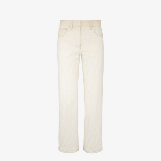 White FF Denim Trousers