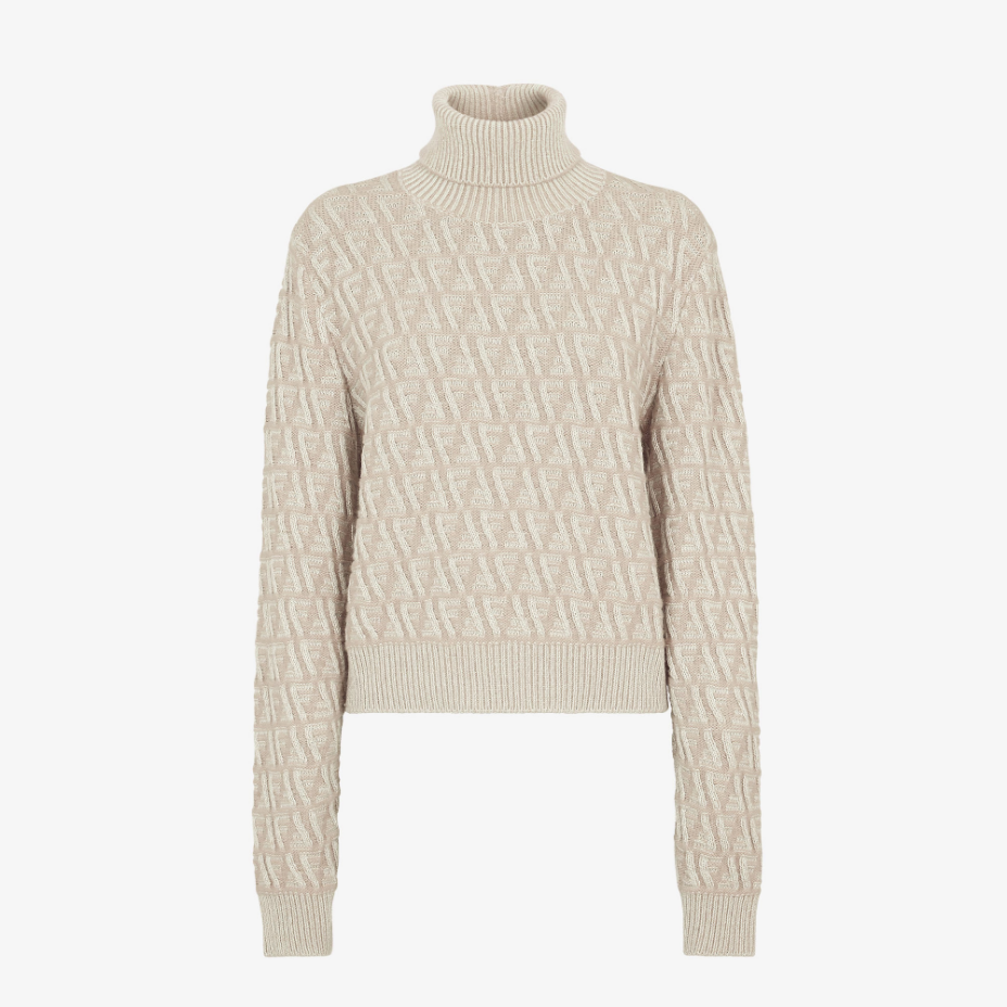 Beige FF Wool And Cashmere Turtleneck Jumper