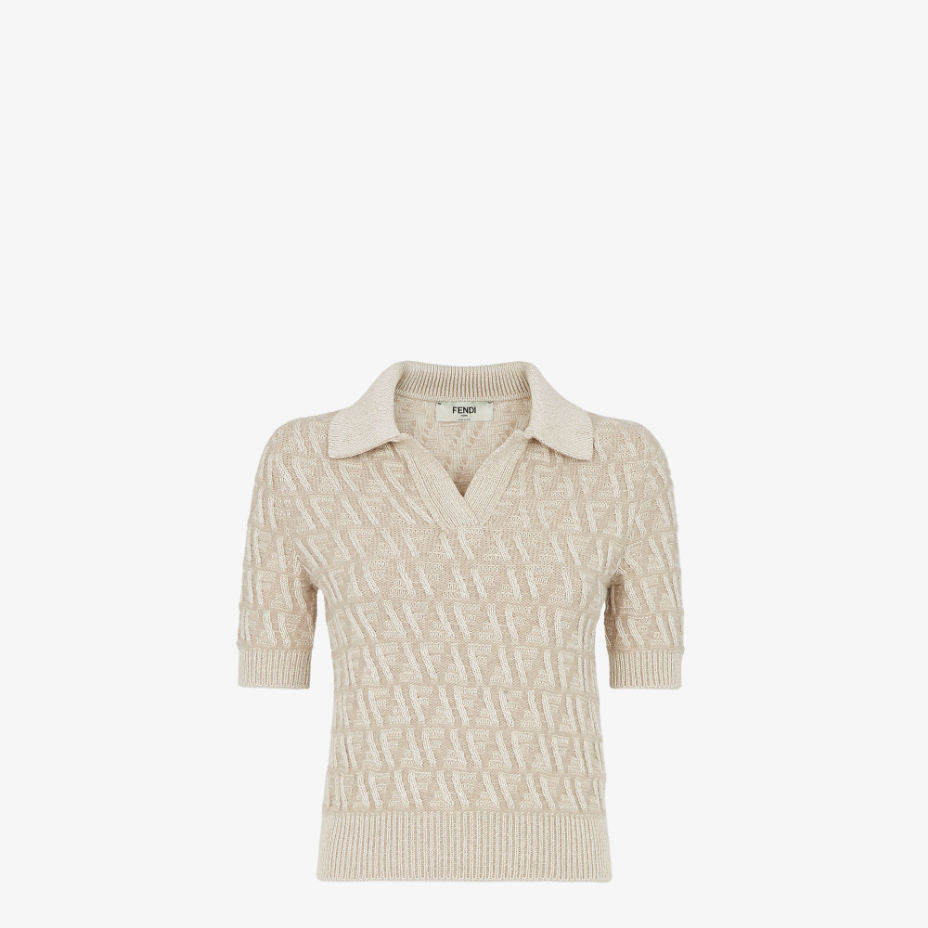 Beige FF Wool And Cashmere Polo Shirt