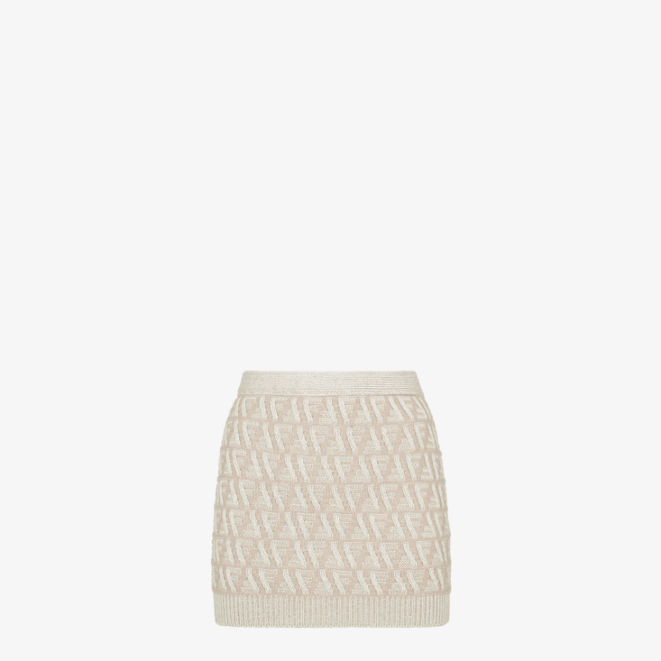 Beige FF Cashmere And Wool Mini Skirt