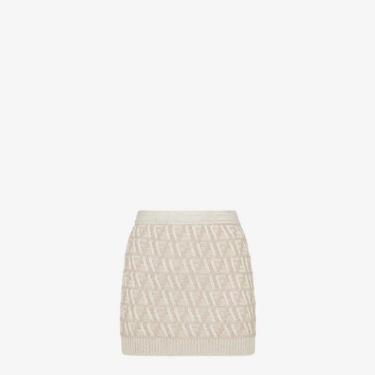 Beige FF Cashmere And Wool Mini Skirt