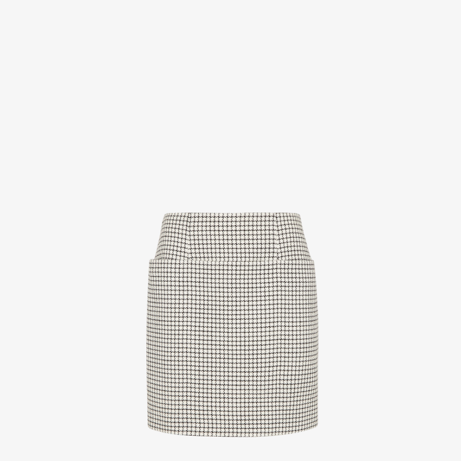 White Check Wool Mini Skirt