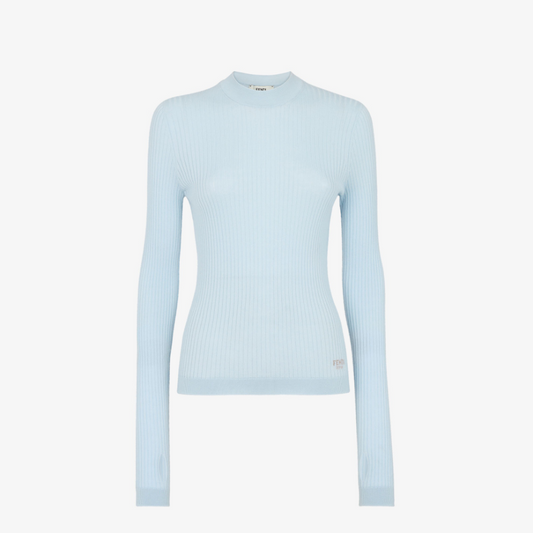 Light Blue Wool And Silk Jumper