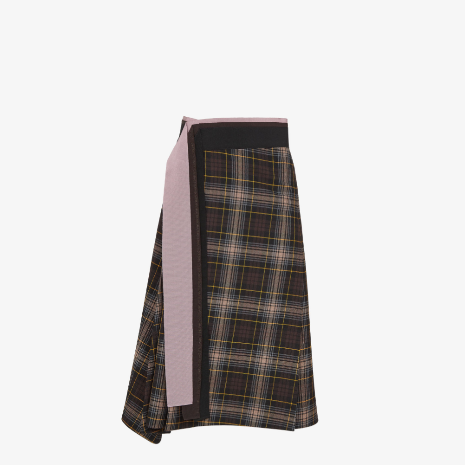 Brown Fendi Tartan Skirt