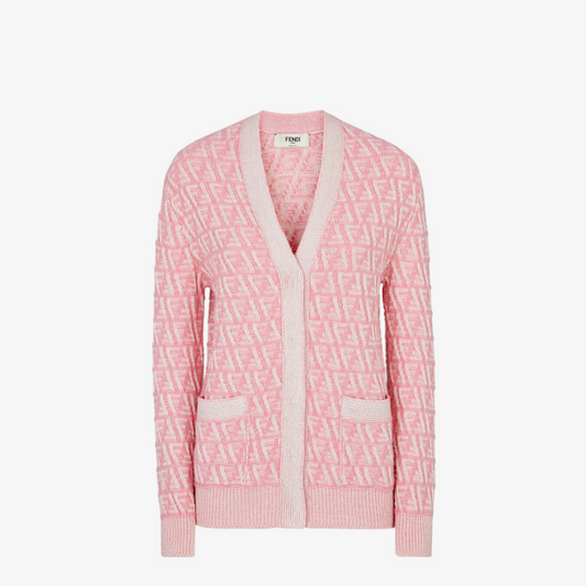 Lunar New Year Pink Cashmere And Wool Cardigan