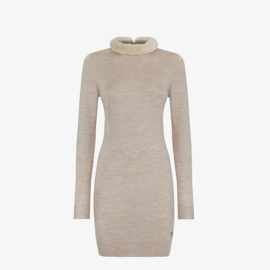 Beige Silk And Wool Dress