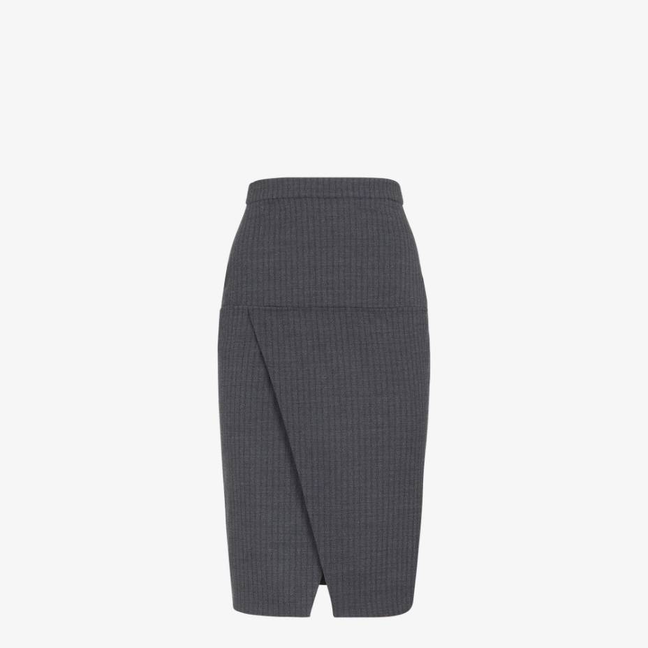 Grey Pinstriped Wool Skirt