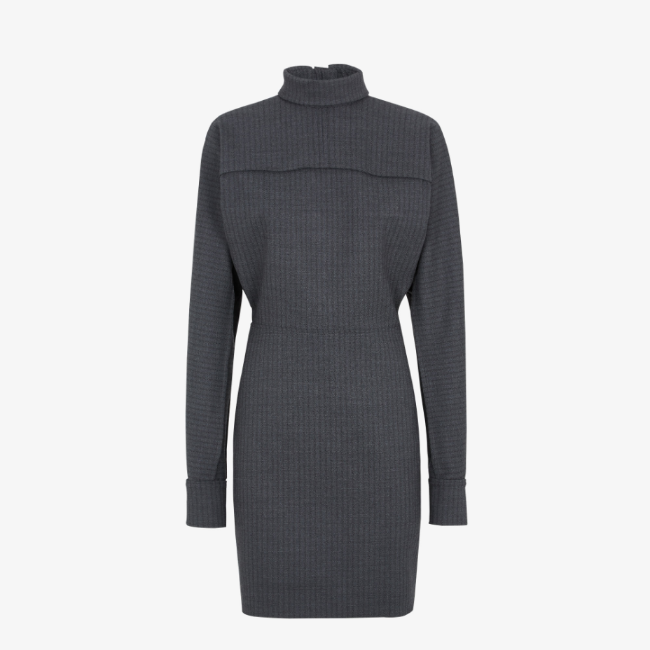 Grey Pinstriped Wool Dress