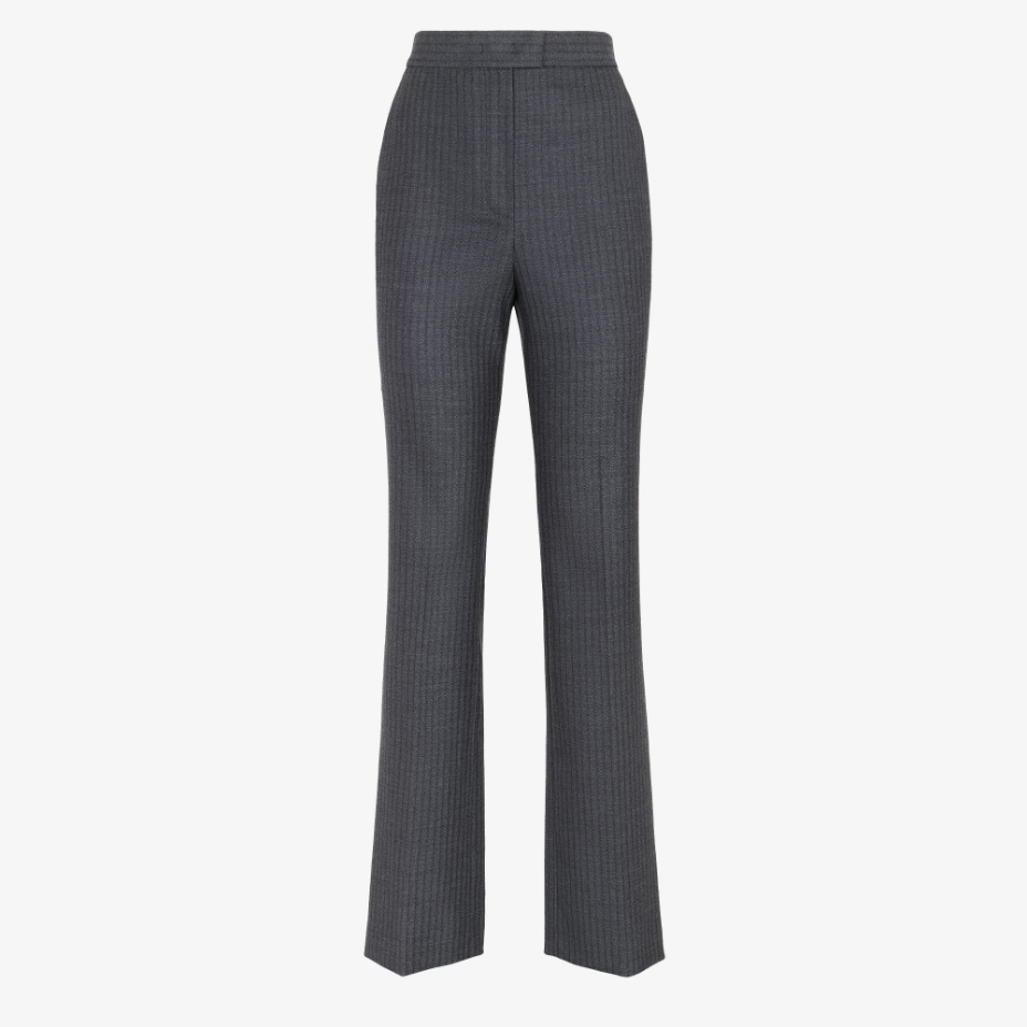 Black Pinstriped Wool Trousers