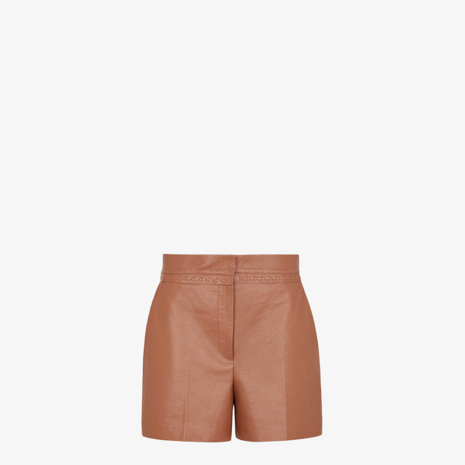 Tan-Coloured Leather Shorts