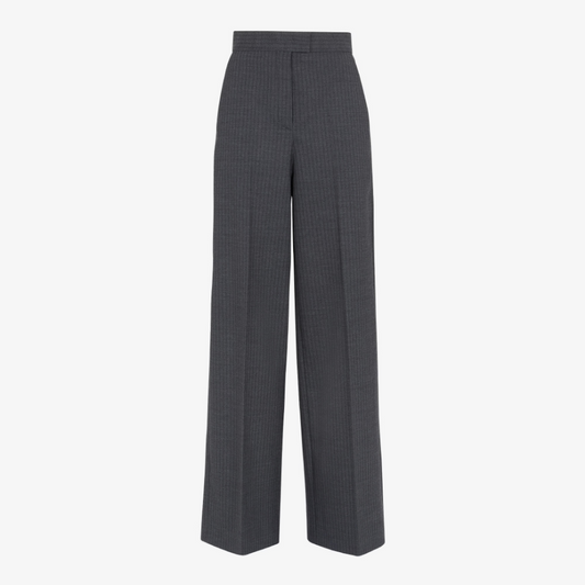 Grey Pinstriped Wool Trousers