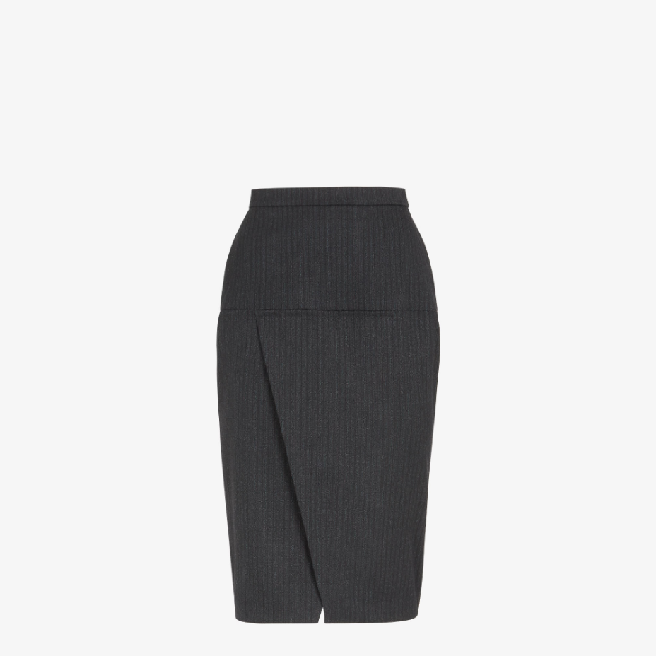 Pinstriped Black Wool Skirt