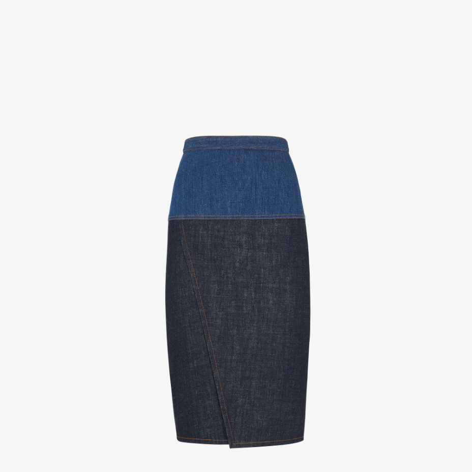 Blue Two-Tone Denim Skirt