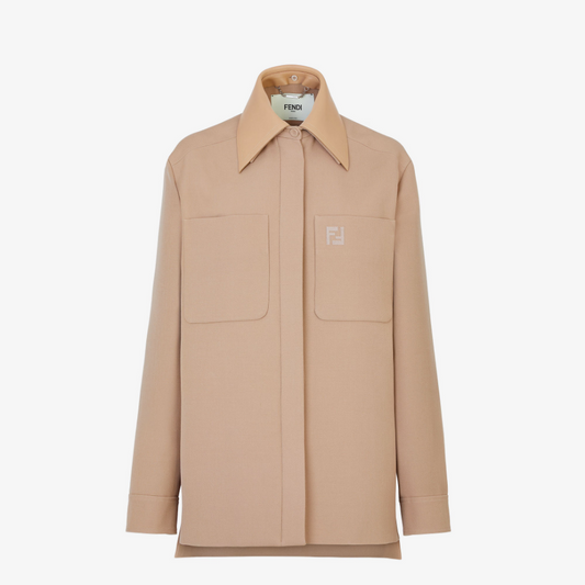 Beige Wool Grain De Poudre Go-To Jacket