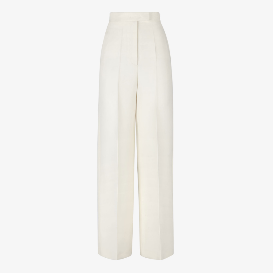 White Wool And Silk Trousers