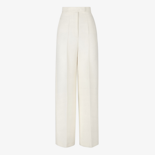 White Wool And Silk Trousers