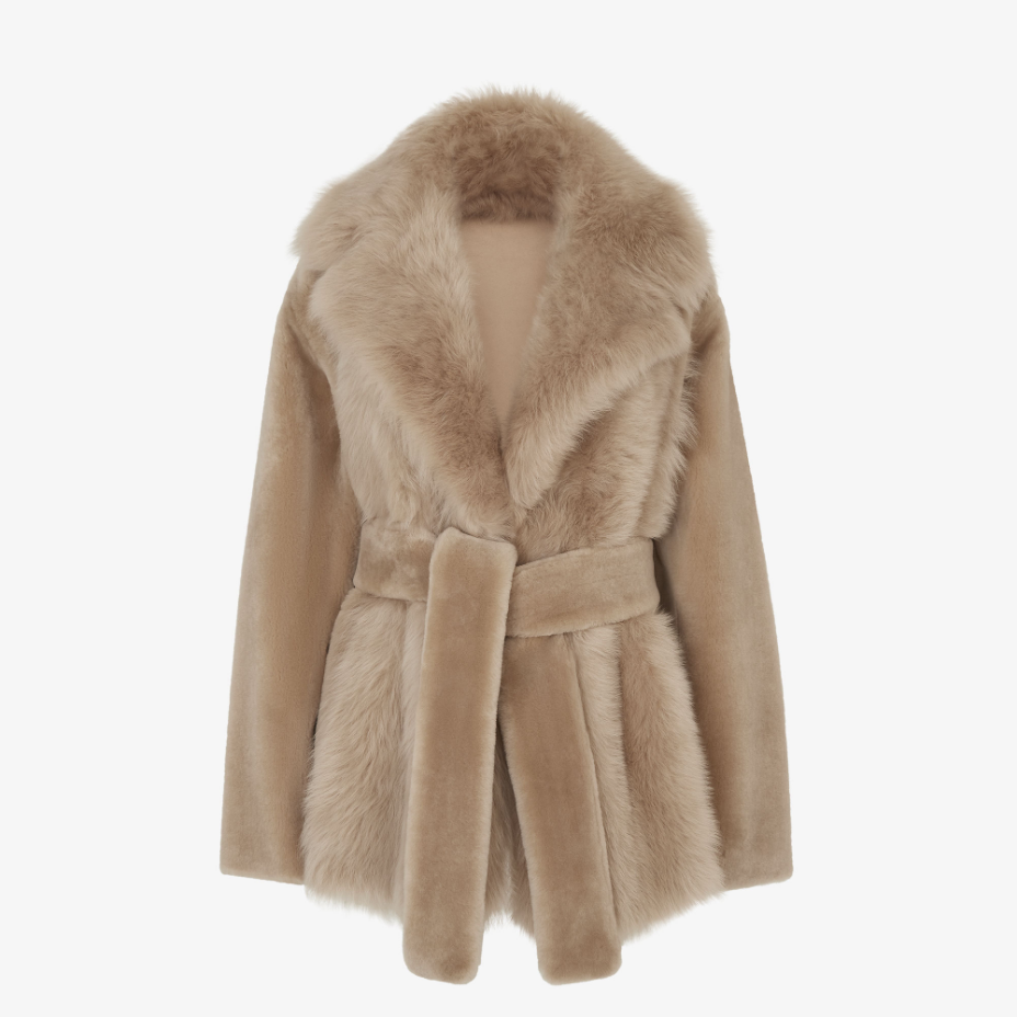 Beige Sheepskin Coat